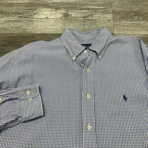 Vintage Y2K Ralph Lauren Yarmouth Mens 16.5 Grid‎ Check Button Down Dress Shirt